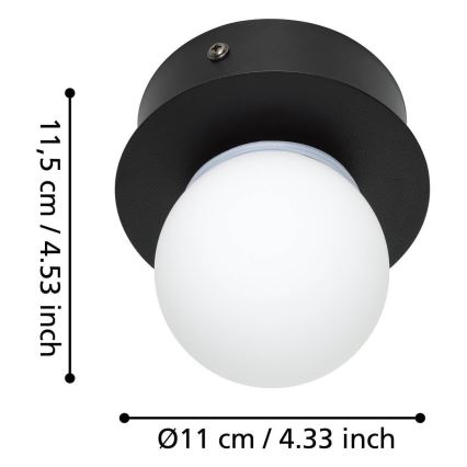 Eglo - LED Плафон за баня LED/3,3W/230V IP44 черен