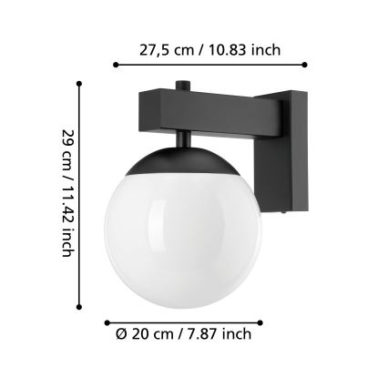 Eglo - Екстериорен аплик 1xE27/40W/230V черен IP44