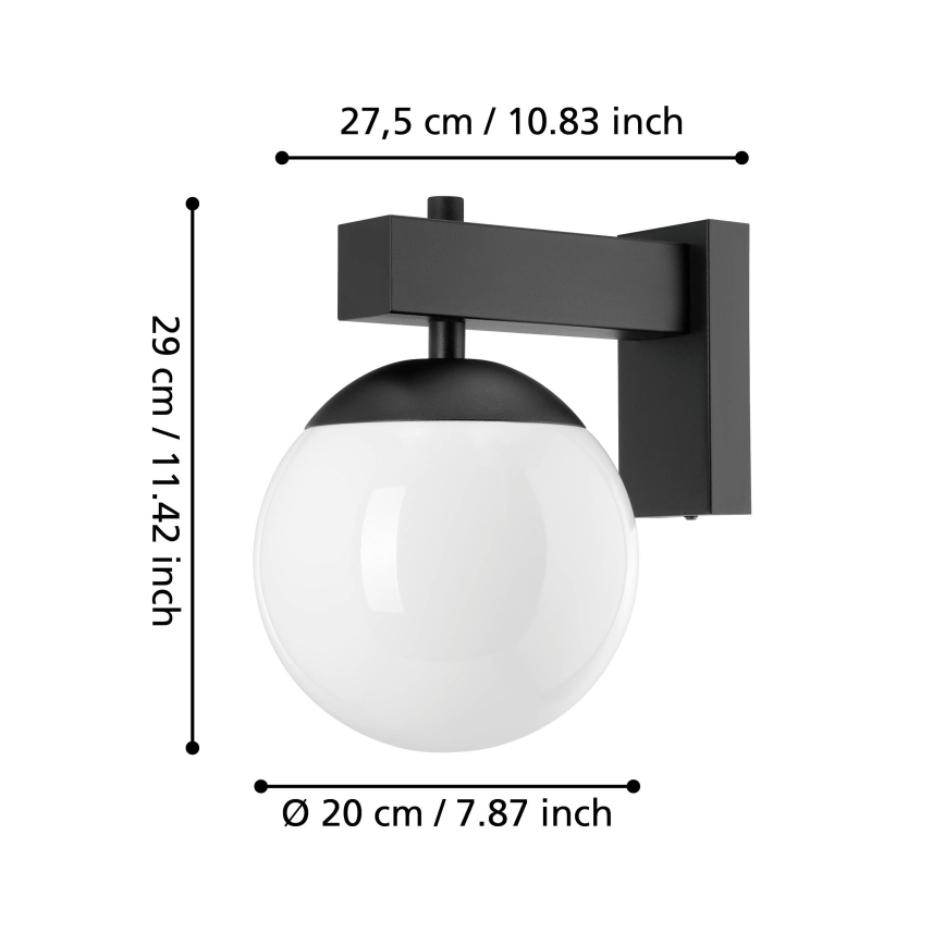 Eglo - Екстериорен аплик 1xE27/40W/230V черен IP44