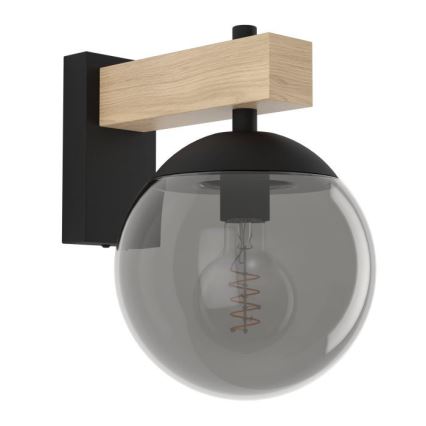 Eglo - Екстериорен аплик 1xE27/40W/230V черен/дърво IP44