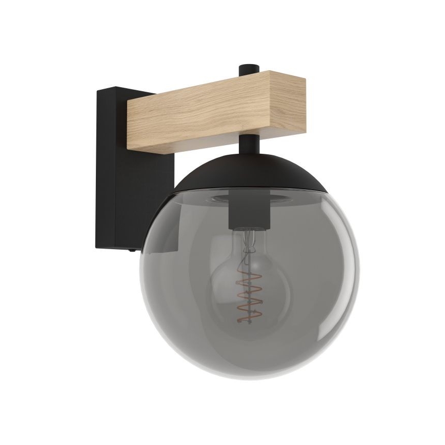 Eglo - Екстериорен аплик 1xE27/40W/230V черен/дърво IP44