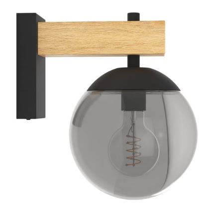 Eglo - Екстериорен аплик 1xE27/40W/230V черен/дърво IP44