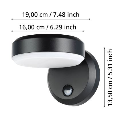 Eglo - LED Екстериорен аплик със сензор LED/10,8/230V IP44