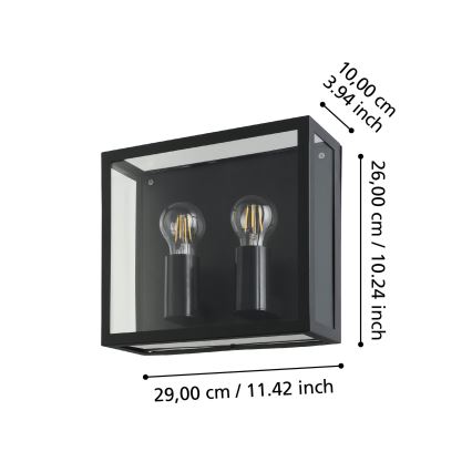 Eglo - Екстериорен аплик 2xE27/40W/230V IP44
