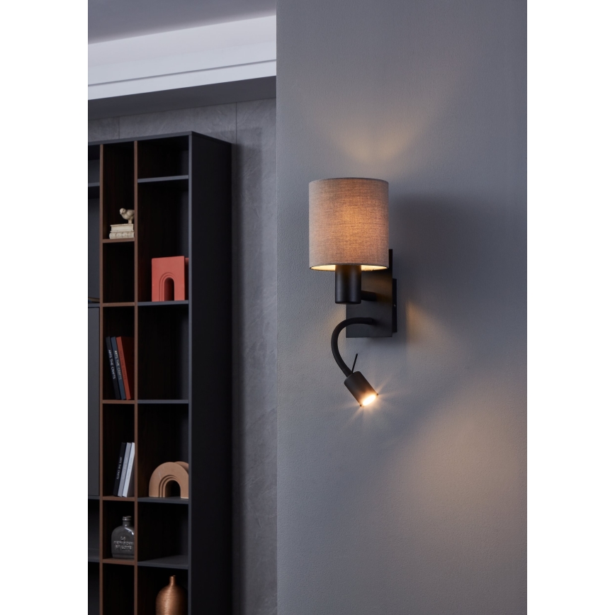 Eglo - LED аплик 1xE27/40W/230V + LED/3,8W кафяв
