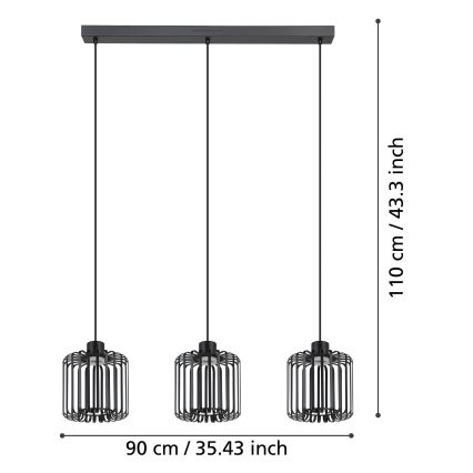 Eglo - LED RGBW Димируем пендел 3xLED/3,7W/230V 2700-6500K