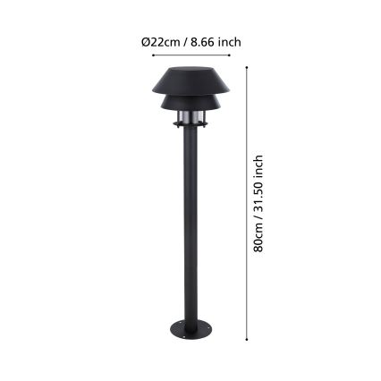Eglo - Екстериорна лампа 1xE27/40W/230V 80 см IP65