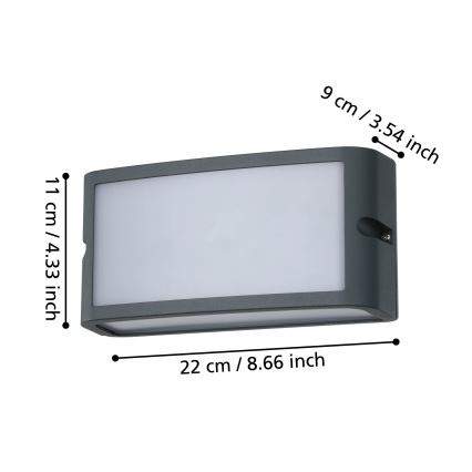 Eglo - LED Екстериорен аплик LED/10,5W/230V антрацит IP54