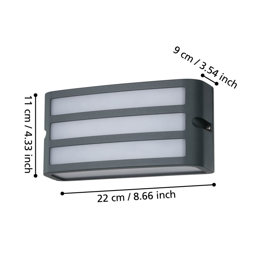 Eglo - Екстериорен аплик 1xE27/40W/230V антрацит IP54