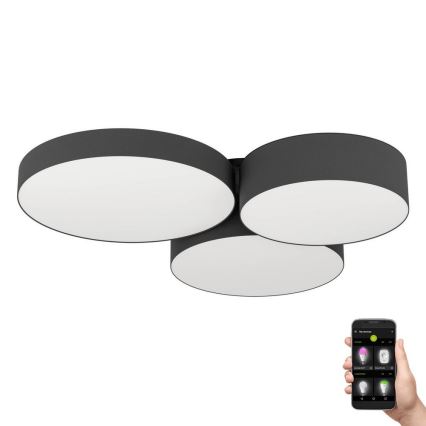 Eglo - RGBW Димируем плафон 3xLED/7,5W/230V 2700-6500K черен