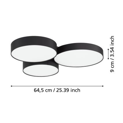 Eglo - RGBW Димируем плафон 3xLED/7,5W/230V 2700-6500K черен