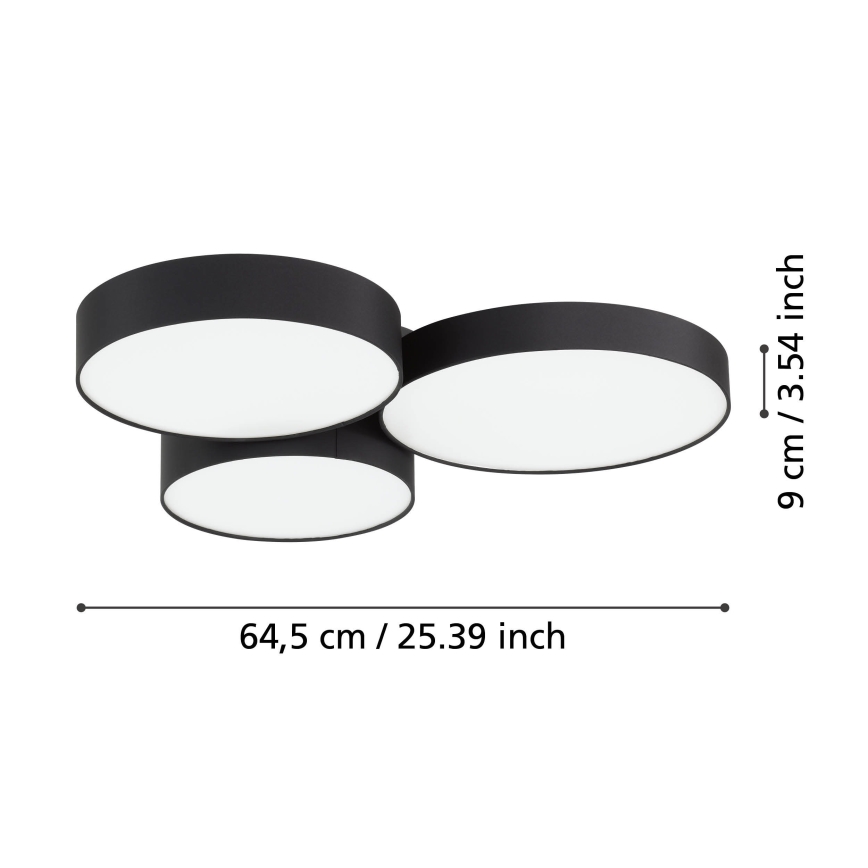 Eglo - RGBW Димируем плафон 3xLED/7,5W/230V 2700-6500K черен