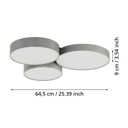 Eglo - LED RGBW Димируем плафон 3xLED/7,5W/230V 2700-6500K сив
