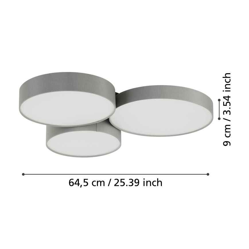 Eglo - LED RGBW Димируем плафон 3xLED/7,5W/230V 2700-6500K сив