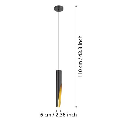 Eglo - LED Пендел 1xGU10/4,5W/230V черен/златист