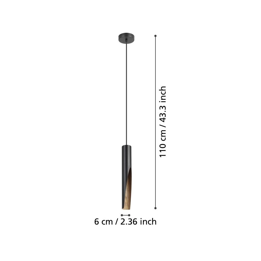 Eglo - LED Пендел 1xGU10/4,5W/230V черен/кафяв