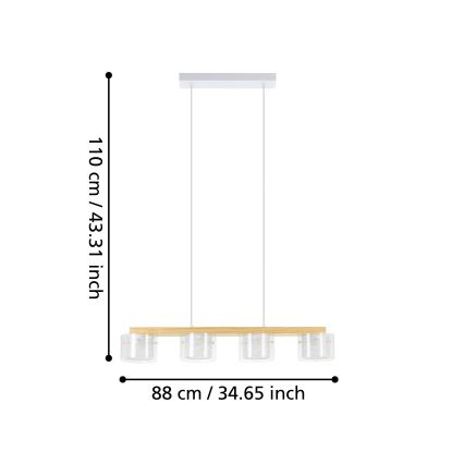 Eglo - LED RGBW Димируем пендел 4xLED/3,7W/230V 2700-6500K
