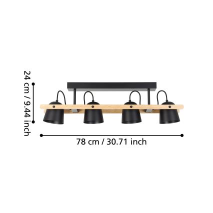 Eglo - LED RGBW Димируем полилей за повърхностен монтаж 4xLED/3,7W/230V 2700-6500K