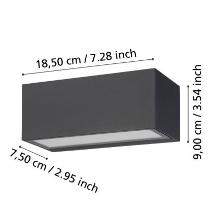 Eglo - LED Екстериорен аплик 2xLED/5W/230V IP65