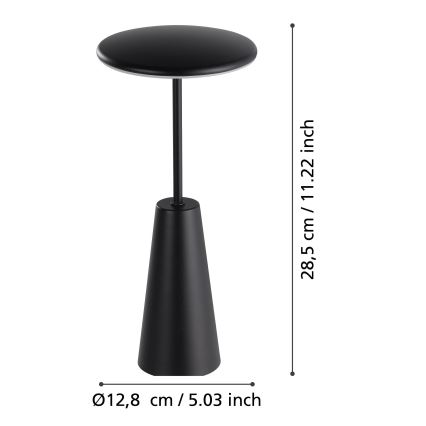 Eglo - LED Димируема сензорна екстериорна лампа LED/2,8W/5V 2400K/3000K/4000K 5200 mAh IP54 черен