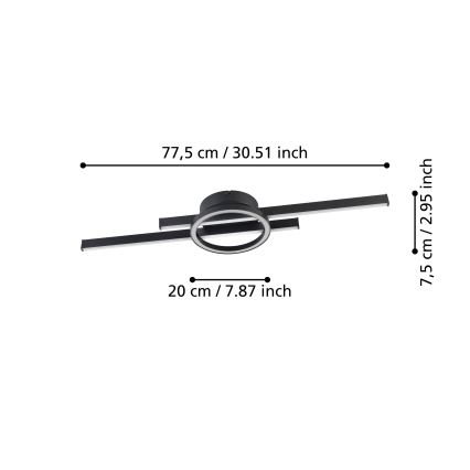 Eglo - LED RGBW Димируем плафон LED/23,5W/230V 2700-6500K черен + дистанционно управление