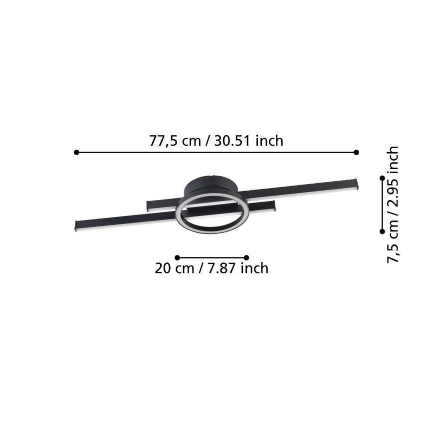 Eglo - LED RGBW Димируем плафон LED/23,5W/230V 2700-6500K черен + дистанционно управление