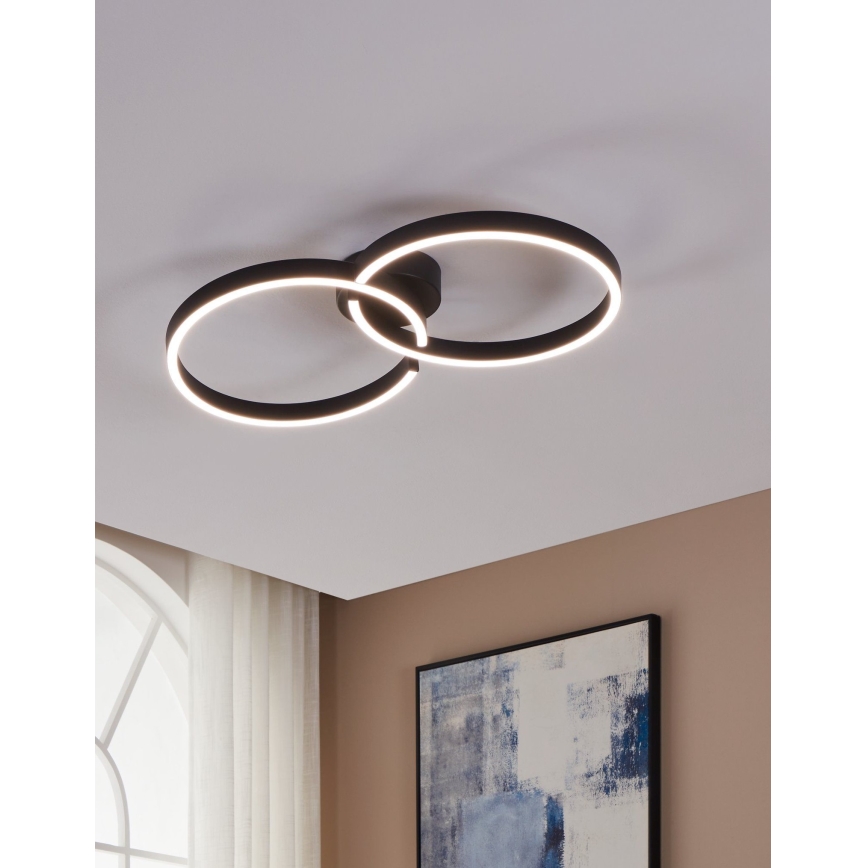 Eglo 900955 - LED RGBW Димируем плафон LED/19,5W/230V 2700-6500K черен + дистанционно управление