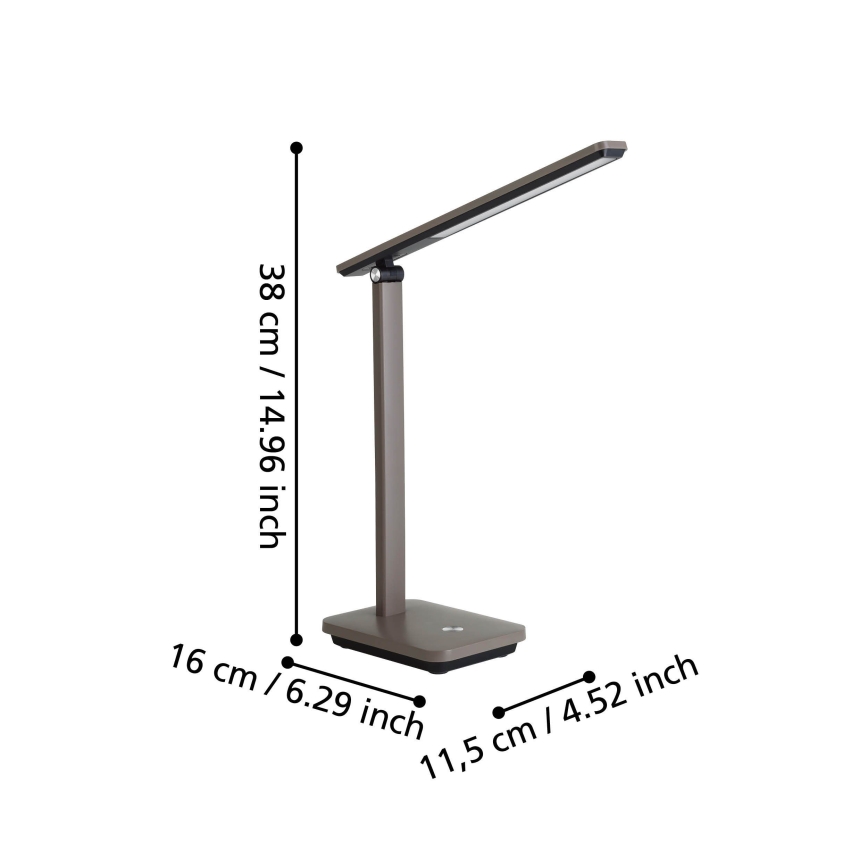 Eglo - LED Димируема акумулаторна настолна лампа LED/3,6W/5V 1800mAh кафяв