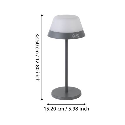 Eglo - LED RGBW Димируема сензорна екстериорна лампа 2в1 LED/1,5W/5V 2600 mAh IP54 сив