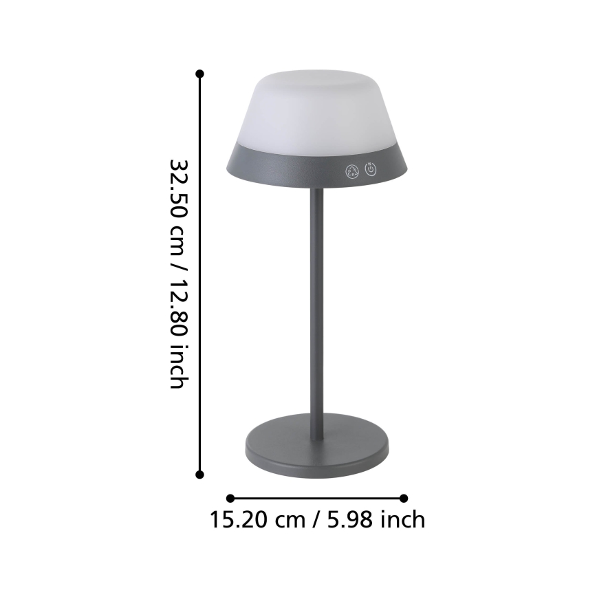 Eglo - LED RGBW Димируема сензорна екстериорна лампа 2в1 LED/1,5W/5V 2600 mAh IP54 сив