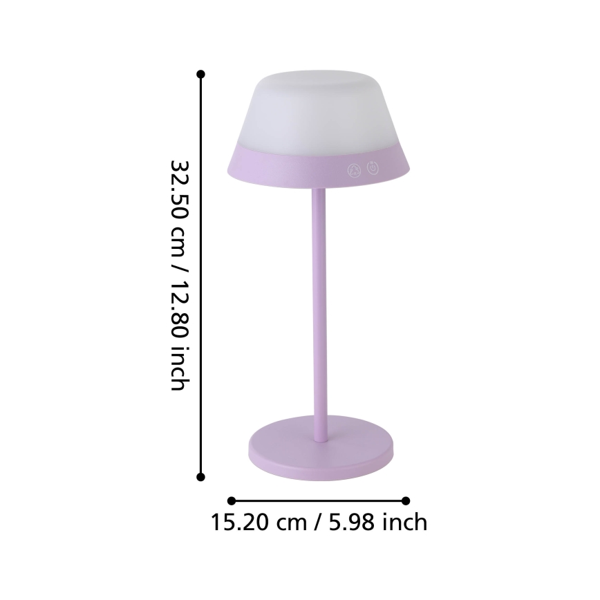 Eglo - LED RGBW Димируема сензорна екстериорна лампа 2в1 LED/1,5W/5V 2600 mAh IP54 лилав