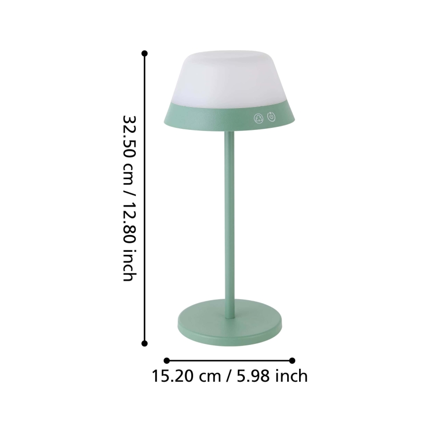 Eglo - LED RGBW Димируема сензорна екстериорна лампа 2в1 LED/1,5W/5V 2600 mAh IP54 зелен