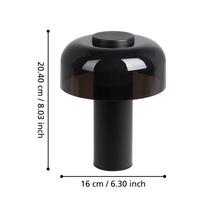 Eglo - LED Димируема сензорна екстериорна лампа LED/2,25W/5V 2400-4000K 5200 mAh IP44 черен