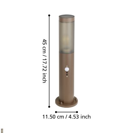 Eglo - Екстериорна лампа със сензор 1xE27/15W/230V 45 см IP44