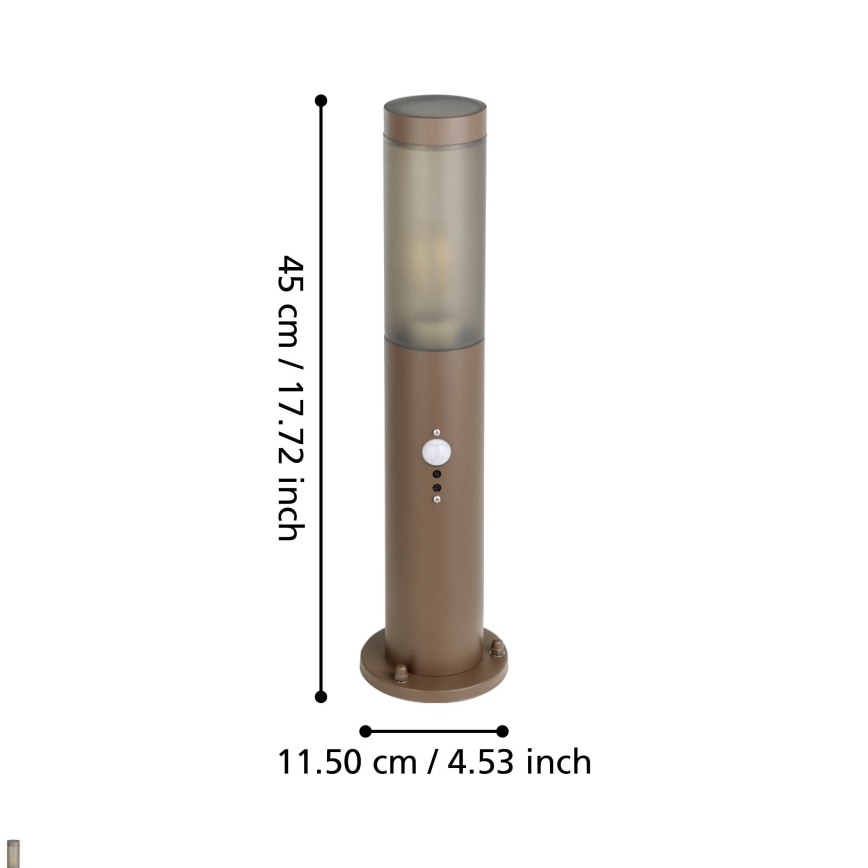Eglo - Екстериорна лампа със сензор 1xE27/15W/230V 45 см IP44