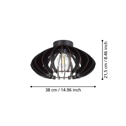 Eglo - Плафон 1xE27/40W/230V Ø 38 см черен