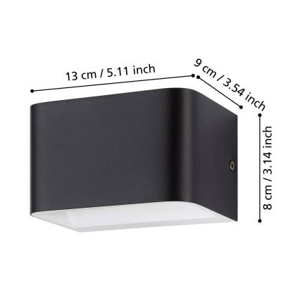 Eglo - LED аплик LED/6W/230V 3000K черен