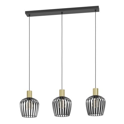 Eglo - Пендел 3xE27/40W/230V черен/златист