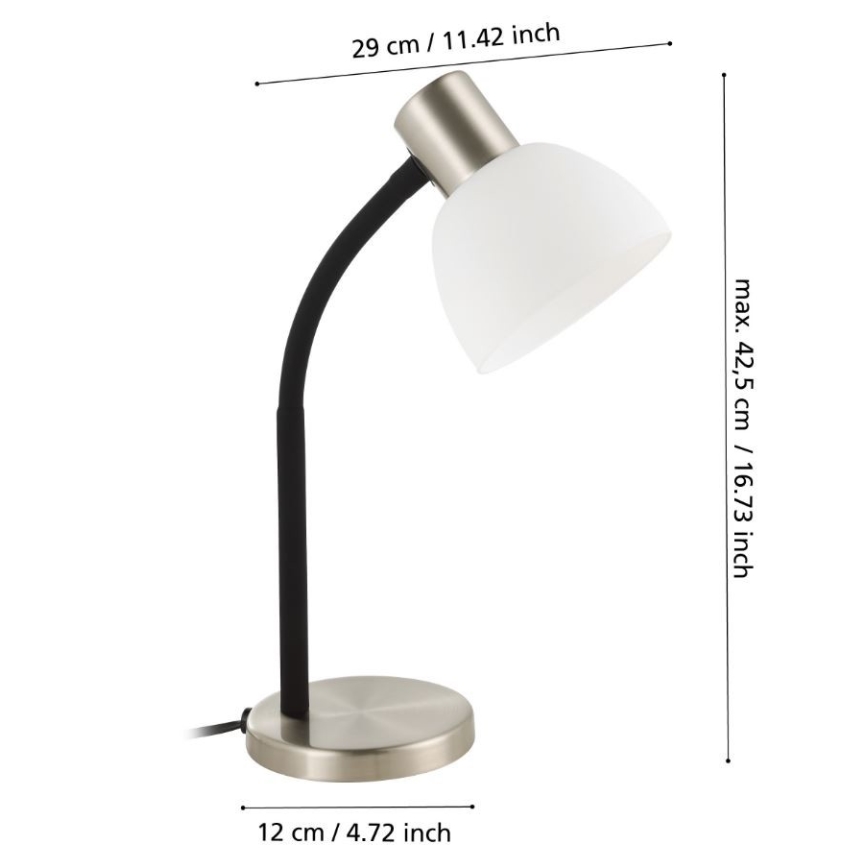 Eglo - Настолна лампа 1xE14/25W/230V матов хром