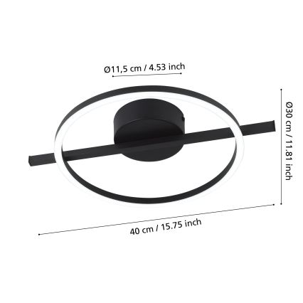 Eglo - LED RGBW Димируем плафон LED/17W/230V 2700-6500K черен + дистанционно управление