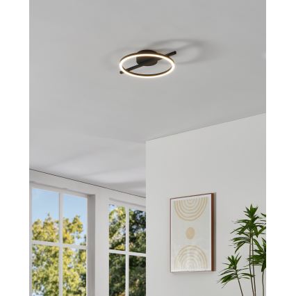 Eglo - LED RGBW Димируем плафон LED/17W/230V 2700-6500K черен + дистанционно управление