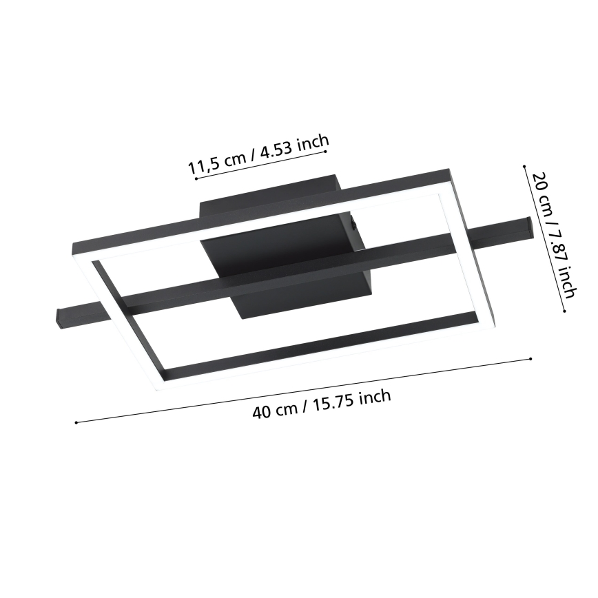 Eglo - LED RGBW Димируем плафон LED/17W/230V 2700-6500K черен + дистанционно управление