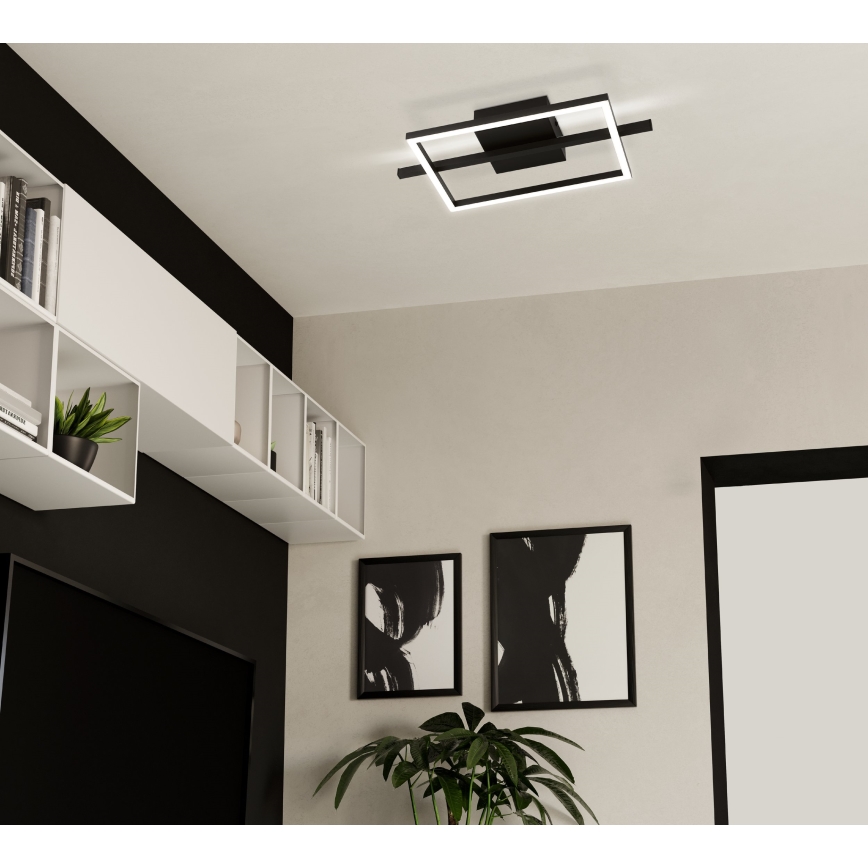 Eglo - LED RGBW Димируем плафон LED/17W/230V 2700-6500K черен + дистанционно управление