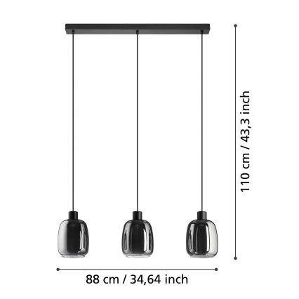 Eglo - LED RGBW Димируем пендел 3xLED/3,7W/230V 2700-6500K сив