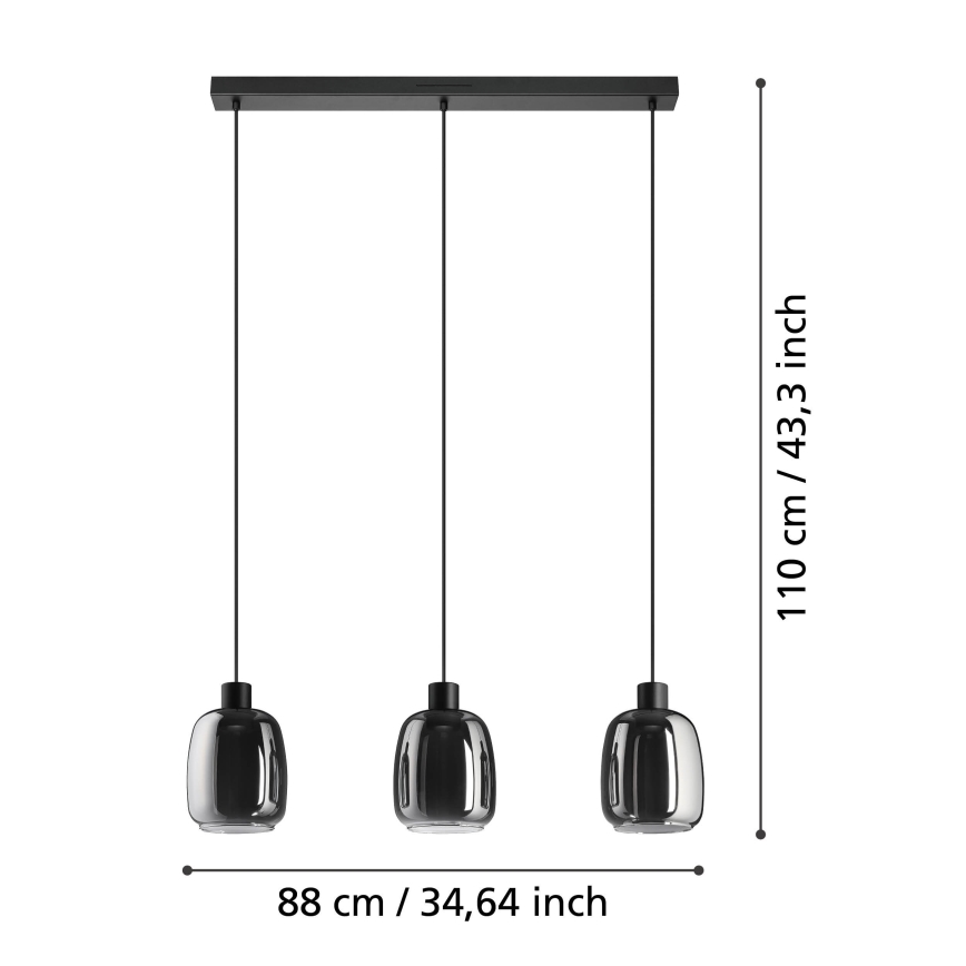 Eglo - LED RGBW Димируем пендел 3xLED/3,7W/230V 2700-6500K сив