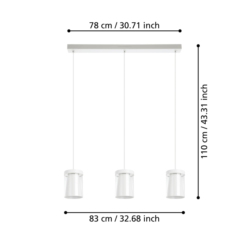 Eglo - LED RGBW Димируем пендел 3xLED/3,7W/230V 2700-6500K бял ZigBee