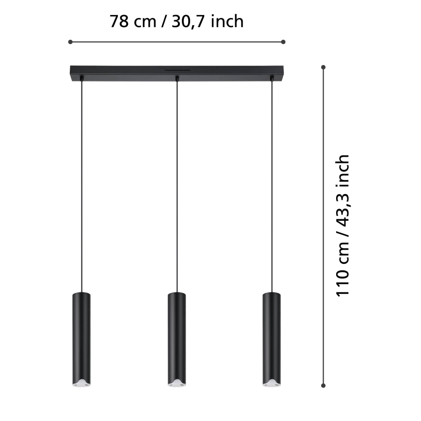 Eglo - LED RGBW Димируем пендел 3xLED/3,7W/230V 2700-6500K черен