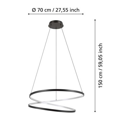 Eglo - LED Пендел LED/42W/230V 3000K черен