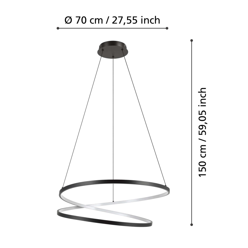 Eglo - LED Пендел LED/42W/230V 3000K черен