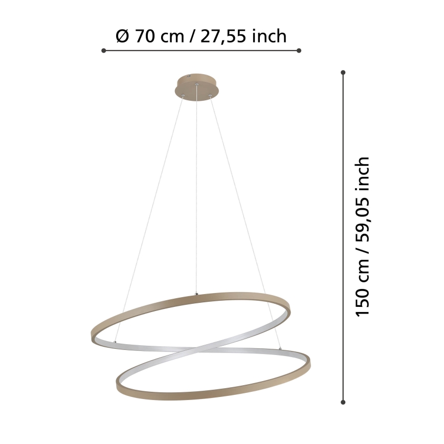 Eglo - LED Пендел LED/42W/230V 3000K бежов